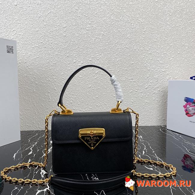 PRADA Symbole Saffiano Leather Symbole Bag Black 1BN021 20 × 15 × 5 cm - 1