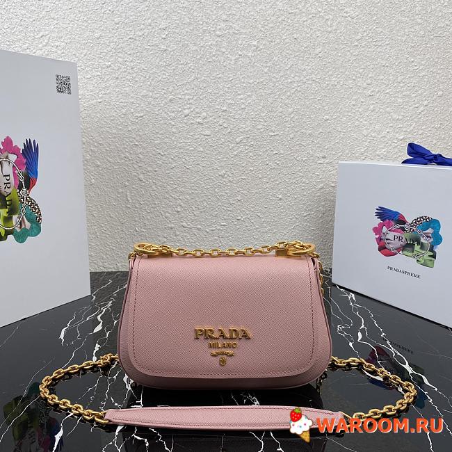 PRADA Saffiano Leather Shoulder Bag Golden Metal Pink 1BD275 22 x 14 x 6.5 cm - 1