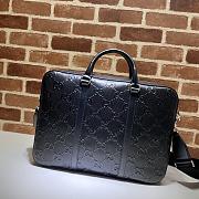 GUCCI MEDIUM GG Embossed Briefcase Leather Black 658573 40 x 29 x 6 cm - 1