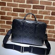 GUCCI MEDIUM GG Embossed Briefcase Leather Black 658573 40 x 29 x 6 cm - 5