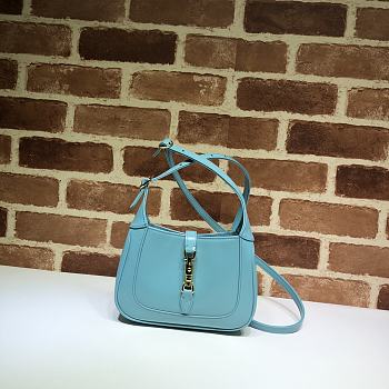 GUCCI MINI Jackie 1961 Shoulder Bag Leather Blue 637091 19 x 13 x 3 cm