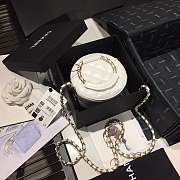 CHANEL Woven Chain Handle Round Bag White AP1176 12 x 12 x 5 cm - 3