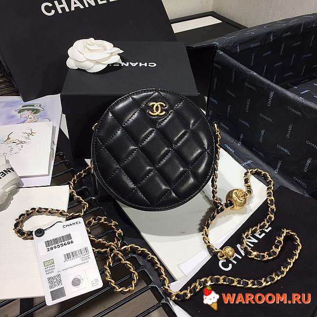 CHANEL Quilted Pearl Crush Round Bag Black AS1449 12 x 12 x 4.5 cm - 1