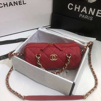 CHANEL EXTRA MINI Bowling Bag In Red AS1899 16 x 22 x 12 cm