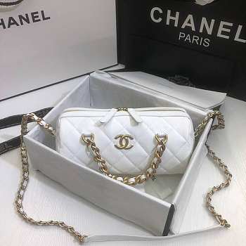 CHANEL EXTRA MINI Bowling Bag In White AS1899 16 x 22 x 12 cm