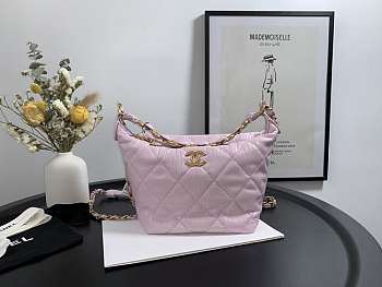 CHANEL Hobo Bag Pink AS2480 15 x 12.5 x 18 cm