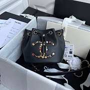 CHANEL Logo Charm CC Lambskin Bucket Bag Black AS1883 16 x 17 x 13 cm - 1