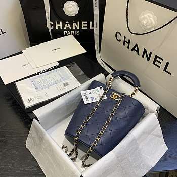 CHANEL Chain Handle Bucket Bag Blue AS1362 32 x 26 x 15 cm