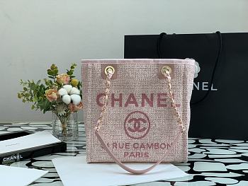 CHANEL Deauville Tote Bag Pink 28 cm