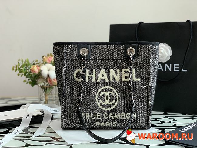 CHANEL Deauville Tote Bag Black 28 cm - 1