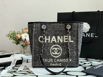 CHANEL Deauville Tote Bag Black 28 cm