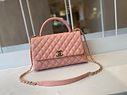 CHANEL SMALL Coco Handle Bag Grained Leather Pink A92991 28 cm - 1