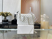 Chanel classic flap bag white lambskin sliver chain A01112 25.5cm - 2