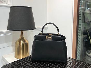 FENDI MINI PEEKABOO Leather Bag Black 8BN244 23 cm