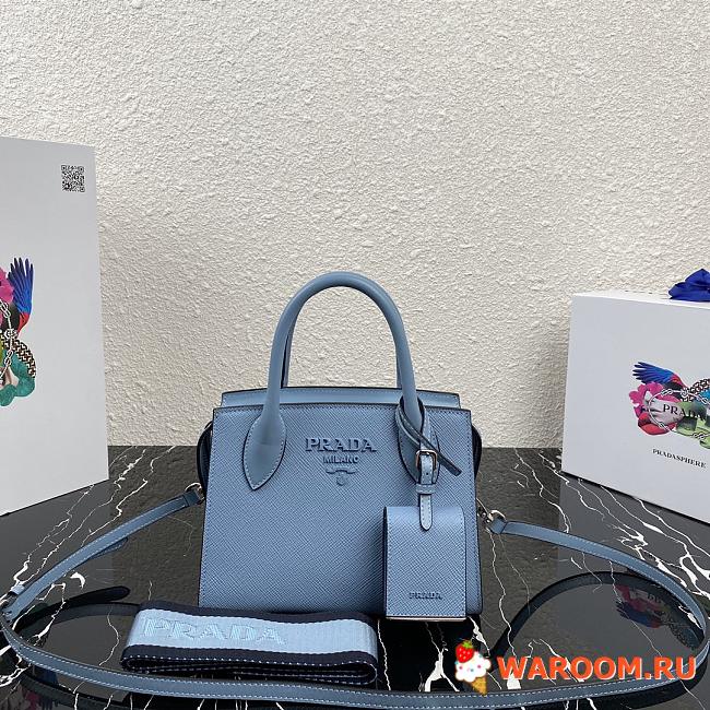 PRADA Saffiano Leather Monochrome Bag Astral Blue 1BA269 22 x 16.5 x 11.5 cm - 1