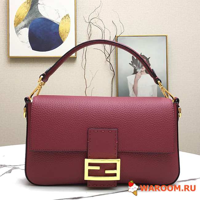 FENDI LARGE 1997 BAGUETTE Leather Burgundy 33 x 18 x 5.5 cm  - 1