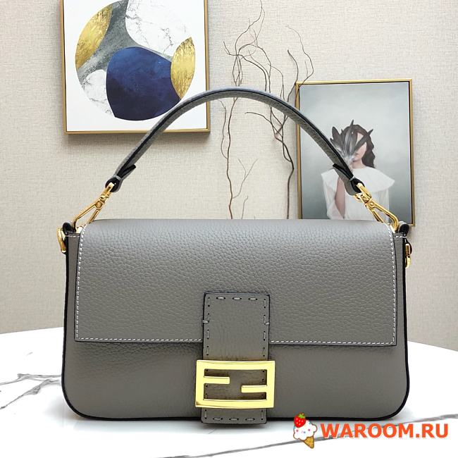 FENDI MEDIUM 1997 BAGUETTE Leather Grey 26 x 14 x 4 cm  - 1