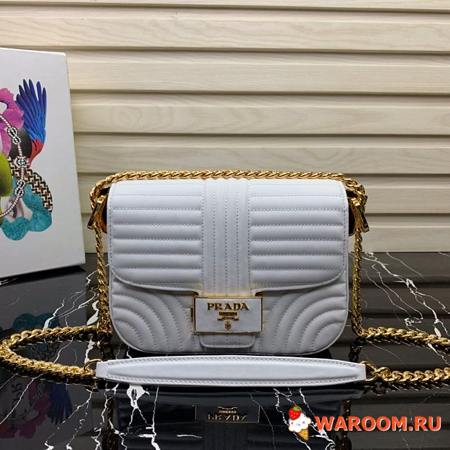 PRADA Diagramme Shoulder Bag White 1BD227 20.5 x 14 x 5 cm - 1