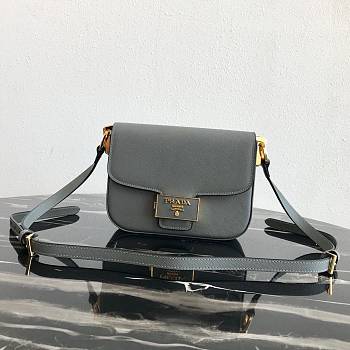 PRADA Saffiano Leather Emblème Bag Grey 1BD217 20.5 x 14 x 5 cm