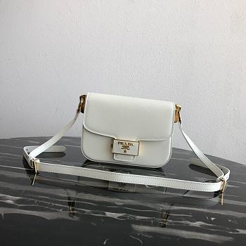 PRADA Saffiano Leather Emblème Bag White 1BD217 20.5 x 14 x 5 cm