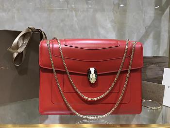 BVLGARI SERPENTI FOREVER SHOULDER BAG Leather Red 280153 28 x 19 x 8 cm