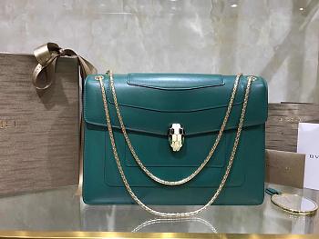 BVLGARI SERPENTI FOREVER SHOULDER BAG Leather Emerald Green 35362 28 x 19 x 8 cm