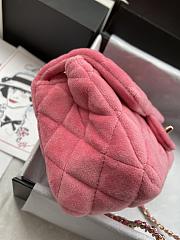 CHANEL CHARM STRAP Flap Bag Velvet Pink AS1787 20 cm - 4