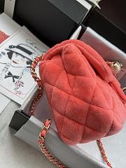 CHANEL SMALL CHARM STRAP Flap Bag Velvet Neon Orange AS1786 17 cm - 6