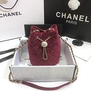 CHANEL Strass Drawstring Bucket Bag Velvet Burgundy AS1894 19 x 13 x 13 cm - 1