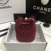 CHANEL Strass Drawstring Bucket Bag Velvet Burgundy AS1894 19 x 13 x 13 cm - 5