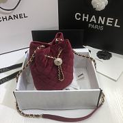 CHANEL Strass Drawstring Bucket Bag Velvet Burgundy AS1894 19 x 13 x 13 cm - 4