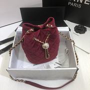 CHANEL Strass Drawstring Bucket Bag Velvet Burgundy AS1894 19 x 13 x 13 cm - 3