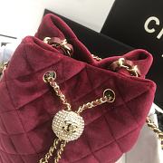 CHANEL Strass Drawstring Bucket Bag Velvet Burgundy AS1894 19 x 13 x 13 cm - 2