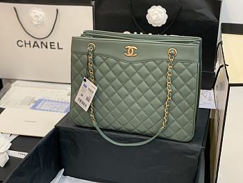 CHANEL LARGE Coco Vintage Timeless Tote Bag Leather Dark Mint A57030 35 x 11 x 27 cm
