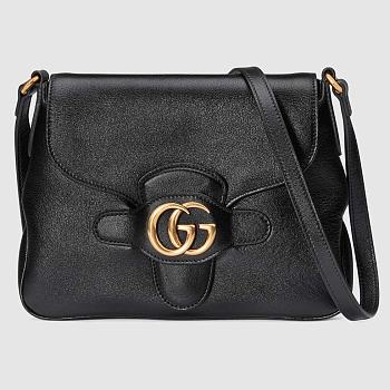 GUCCI SMALL Messenger Bag With Double G Leather Black 648934 23.5 x 17.5 x 5 cm
