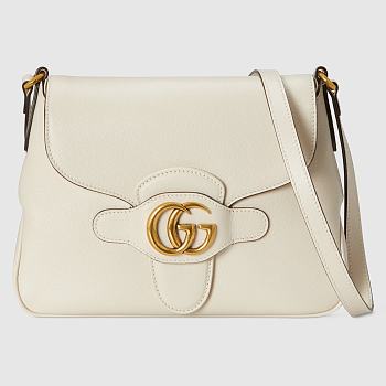 GUCCI SMALL Messenger Bag With Double G Leather White 648934 23.5 x 17.5 x 5 cm
