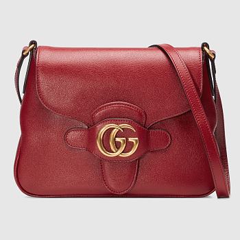 GUCCI SMALL Messenger Bag With Double G Leather Red 648934 23.5 x 17.5 x 5 cm