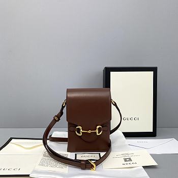 GUCCI MINI Horsebit 1955 Bag Leather Brown 625615 11.5 x 17 x 4 cm 