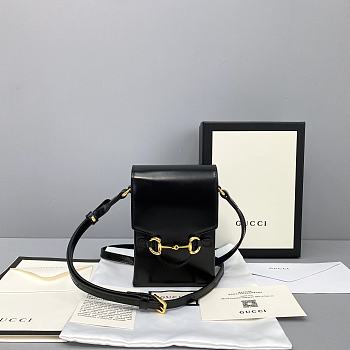 GUCCI MINI Horsebit 1955 Bag Leather Black 625615 11.5 x 17 x 4 cm 