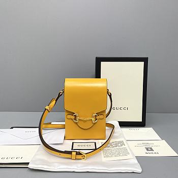 GUCCI MINI Horsebit 1955 Bag Leather Yellow 625615 11.5 x 17 x 4 cm 