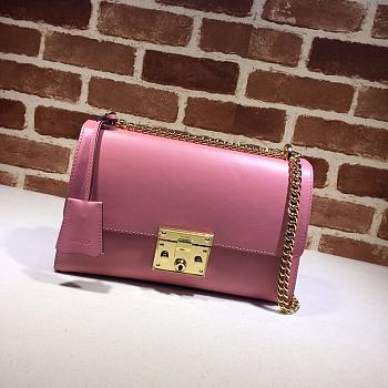GUCCI MEDIUM Padlock  Shoulder Bag Leather Pink 409486 30 x 19 x 10 cm