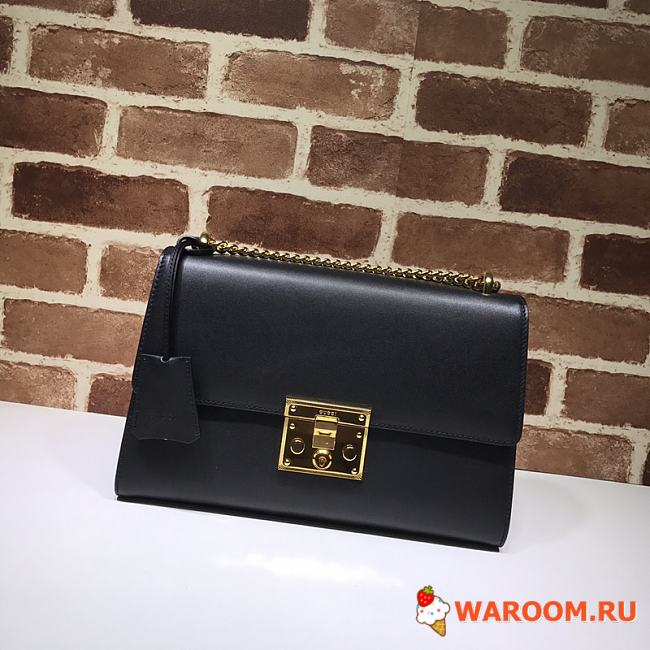 GUCCI MEDIUM Padlock Shoulder Bag Leather Black 409486 30 x 19 x 10 cm - 1