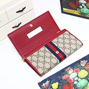 GUCCI Ophidia GG Chain Wallet Ebony GG Supreme Canvas And Red 546592 19 x 10 x  3.5 cm - 3