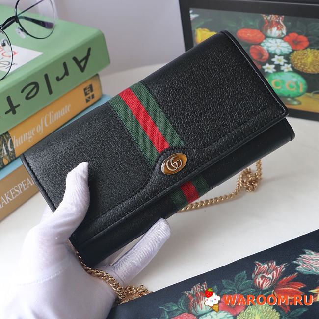 GUCCI Ophidia GG Chain Wallet Leather Black 546592 19 x 10 x 3.5 cm - 1