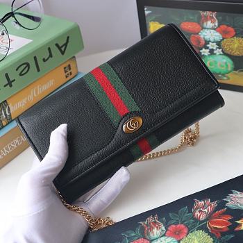GUCCI Ophidia GG Chain Wallet Leather Black 546592 19 x 10 x 3.5 cm