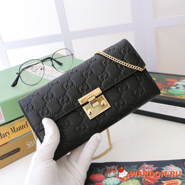 GUCCI Padlock Continental Wallet Gucci Signature Leather Black 453506 19 x 10 x 3.5 cm - 1