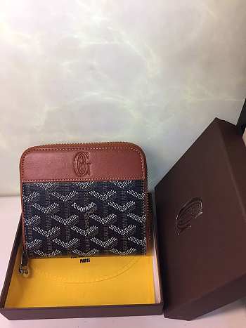 GOYARD SMALL Chervon Zipper Wallet Black And Tan 11 x 10 cm