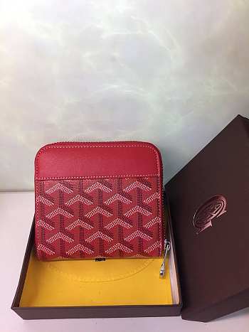 GOYARD SMALL Chervon Zipper Wallet Red 11 x 10 cm