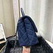 CHANEL SMALL Coco Grained Calfskin With Top Handle Flap Bag Denim A92991 28.5 x 18.25 x 11.75 cm - 3