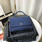 CHANEL SMALL Coco Grained Calfskin With Top Handle Flap Bag Denim A92991 28.5 x 18.25 x 11.75 cm - 4